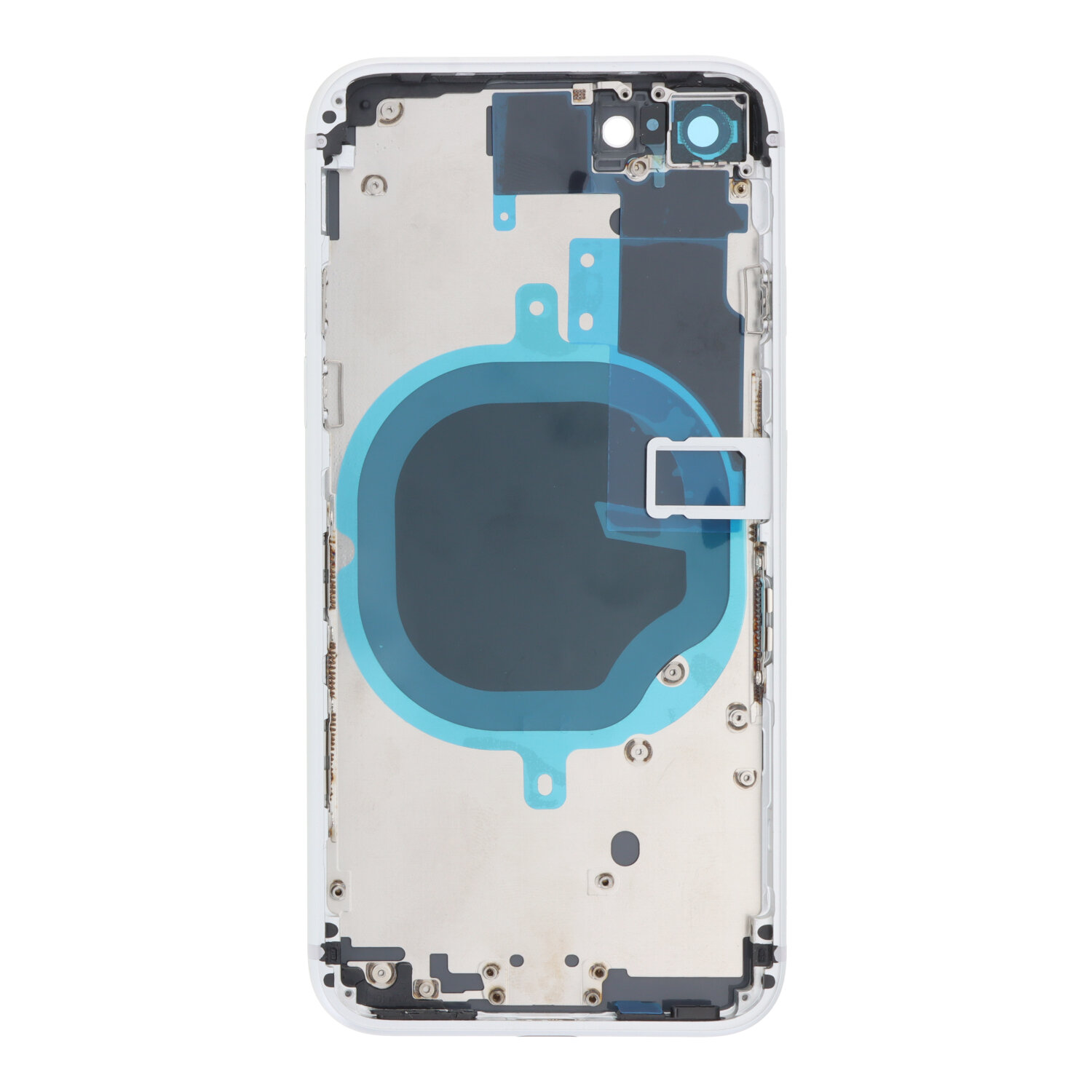 Middle Frame + Battery Door + Back Camera Lens and Bezel + Side Buttons + SIM Card Tray with Speaker Anti-Dust Mesh+Mic Anti-Dust Mesh+Side Rails+Eject Pin for iPhone SE 2022 European Version Starlight OEM