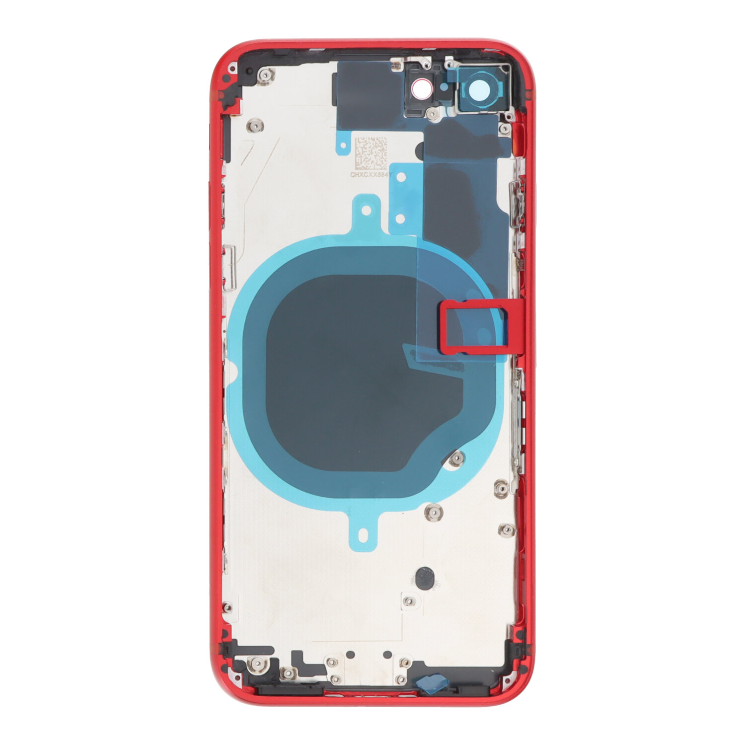 Middle Frame + Battery Door + Back Camera Lens and Bezel + Side Buttons + SIM Card Tray with Speaker Anti-Dust Mesh+Mic Anti-Dust Mesh+Side Rails+Eject Pin for iPhone SE 2022 European Version Red OEM