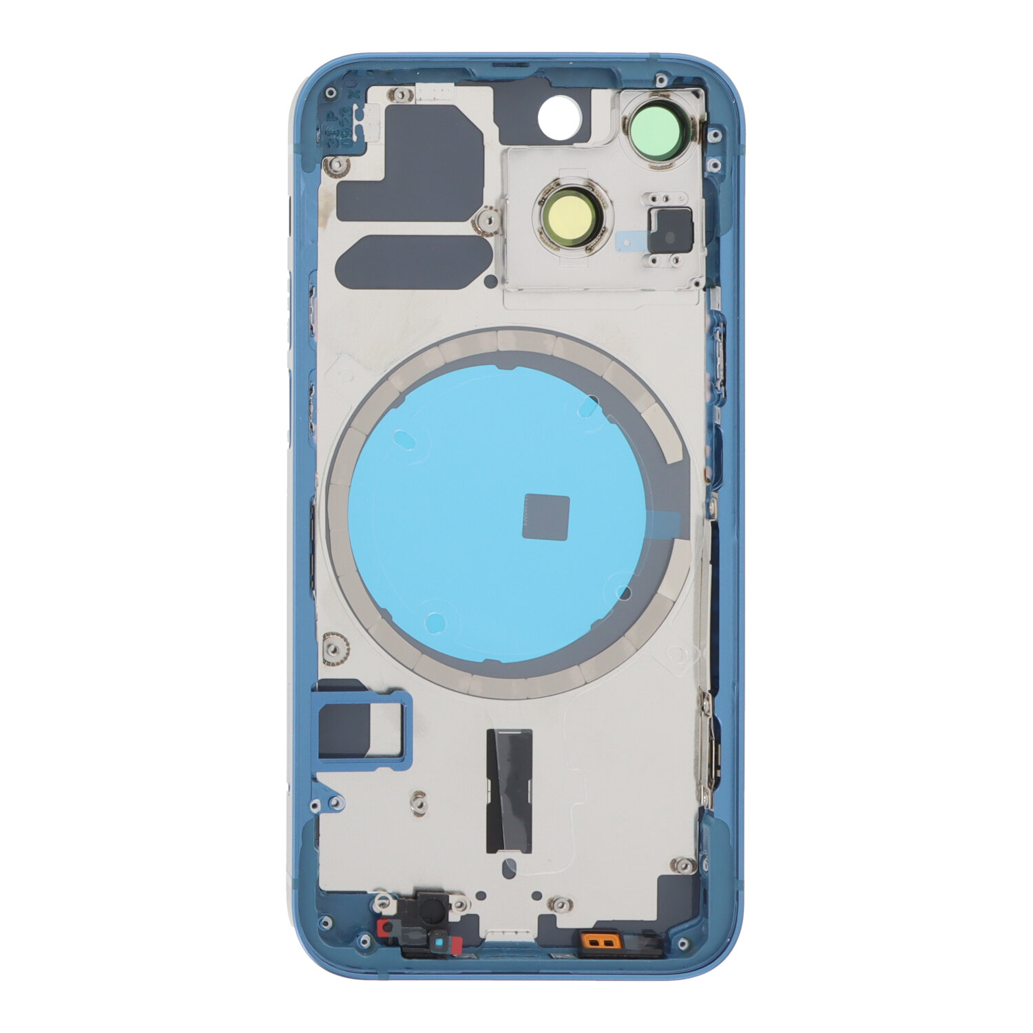 Middle Frame + Battery Door + Back Camera Lens and Bezel + Side Buttons + SIM Card Tray with Magnetism Ring+Speaker Anti-Dust Mesh+Mic Anti-Dust Mesh+Side Rails+Eject Pin for iPhone 13 Mini 5.4" USA Version Blue OEM