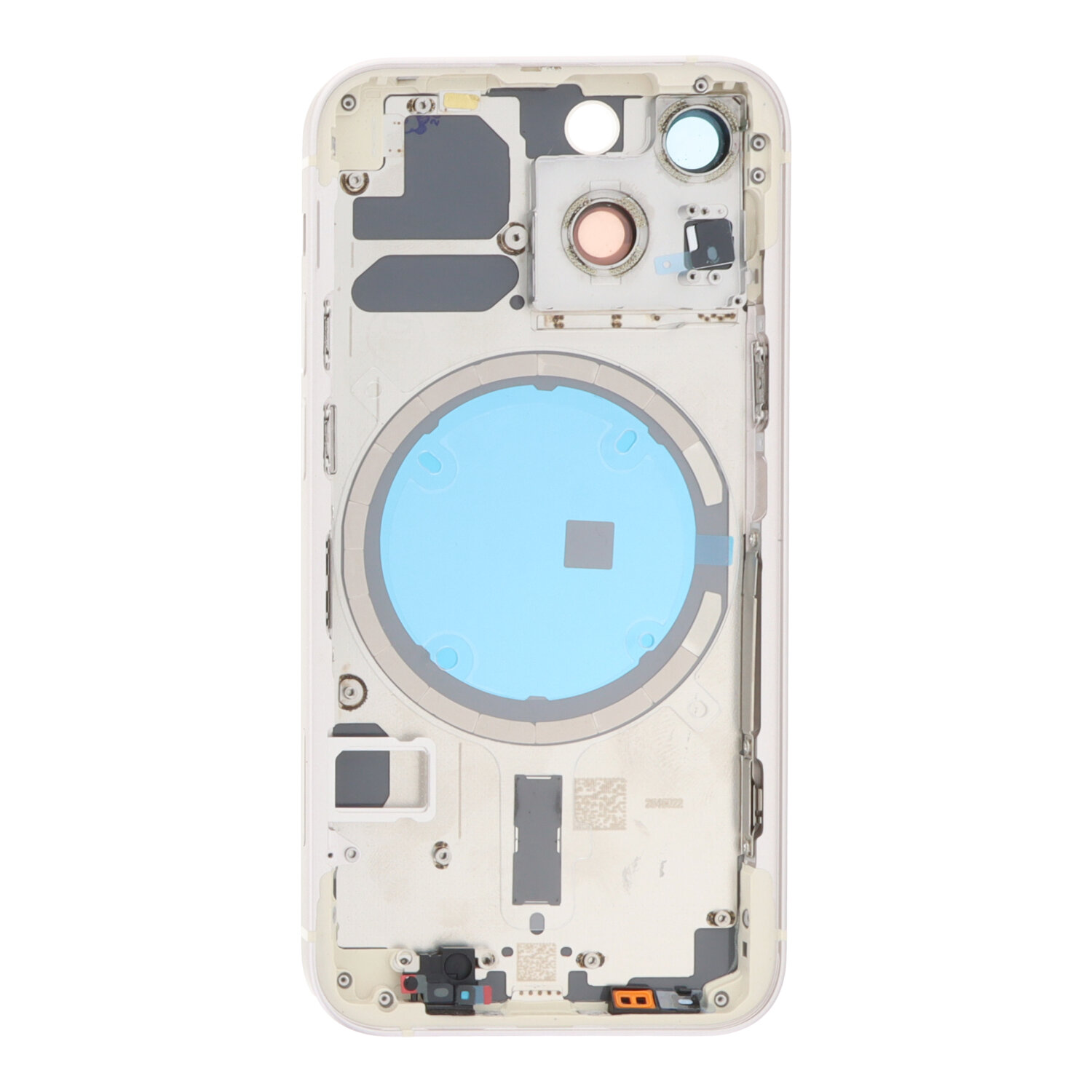 Middle Frame + Battery Door + Back Camera Lens and Bezel + Side Buttons + SIM Card Tray with Magnetism Ring+Speaker Anti-Dust Mesh+Mic Anti-Dust Mesh+Side Rails+Eject Pin for iPhone 13 Mini 5.4" A2628 European Version White OEM