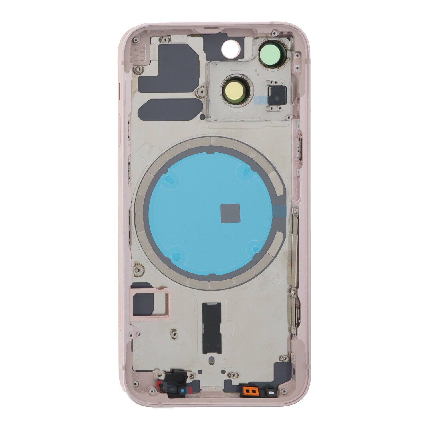 Middle Frame + Battery Door + Back Camera Lens and Bezel + Side Buttons + SIM Card Tray with Magnetism Ring+Speaker Anti-Dust Mesh+Mic Anti-Dust Mesh+Side Rails+Eject Pin for iPhone 13 Mini 5.4" A2628 European Version Pink OEM