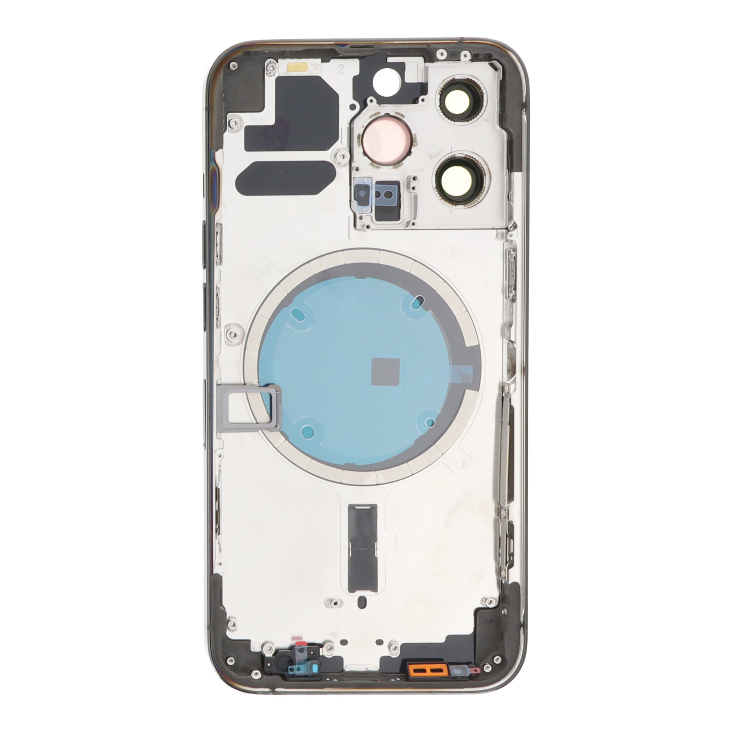 Middle Frame + Battery Door + Back Camera Lens and Bezel + Side Buttons + SIM Card Tray with Magnetism Ring+Speaker Anti-Dust Mesh+Mic Anti-Dust Mesh+Side Rails+Eject Pin for iPhone 13 Pro 6.1" A2638 European Version Black OEM