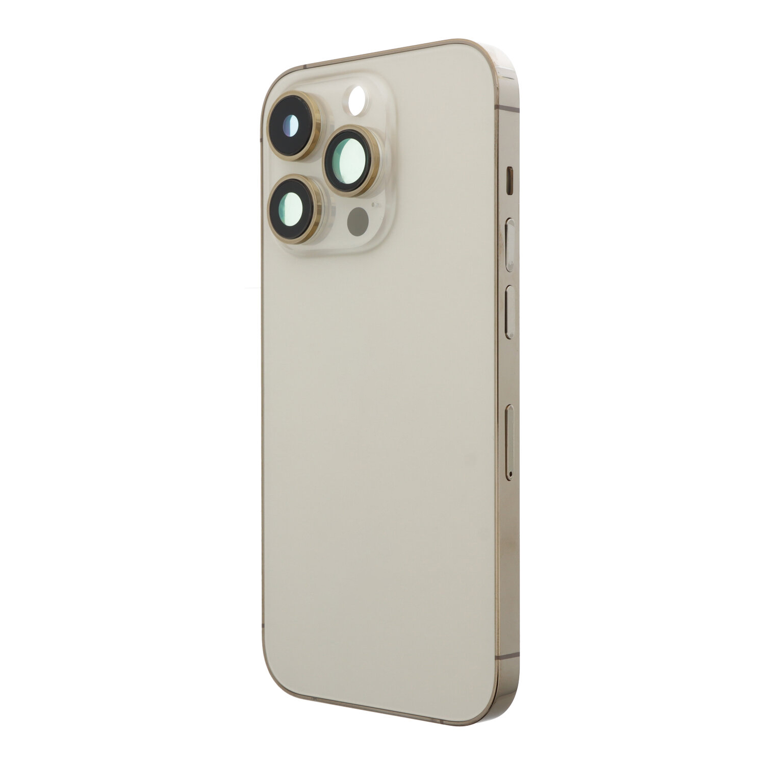 Middle Frame + Battery Door + Back Camera Lens and Bezel + Side Buttons + SIM Card Tray with Magnetism Ring+Speaker Anti-Dust Mesh+Mic Anti-Dust Mesh+Side Rails+Eject Pin for iPhone 14 Pro A2890 European Version Gold OEM
